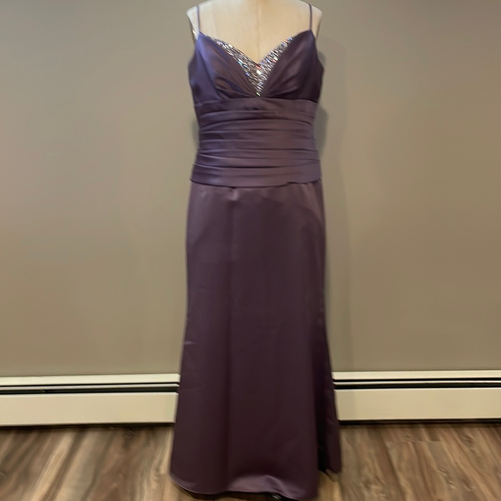 Alexia Designs Plum beaded floor length formal or prom Dress Style 2904